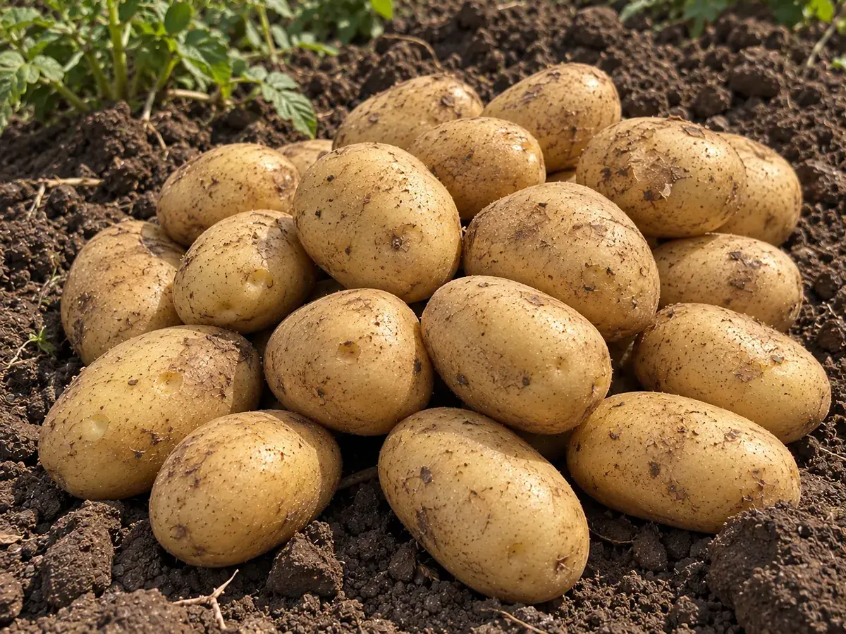 Freshly harvested Granola potatoes from the Central Java highlands